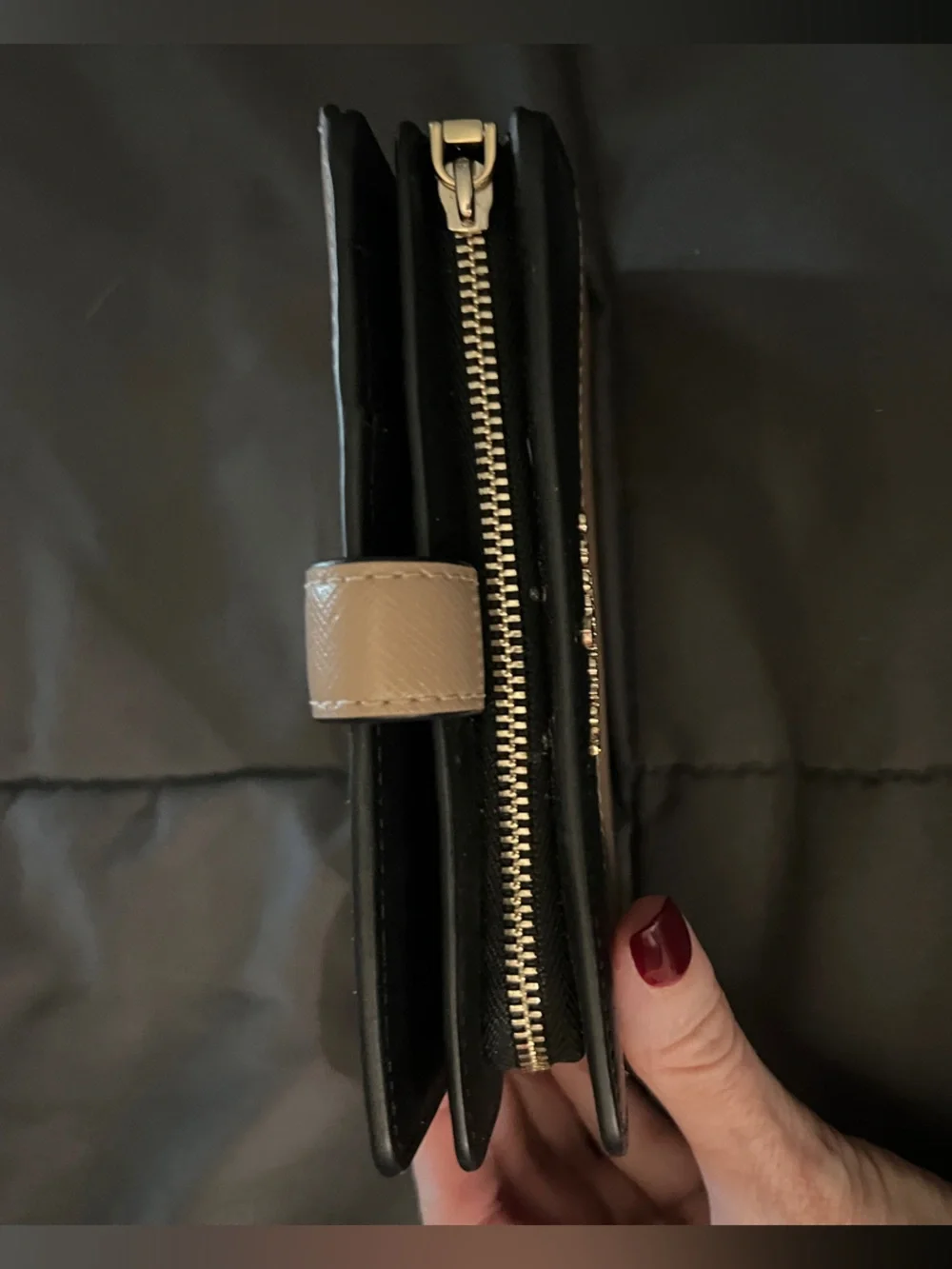kate spade Two-Tone Saffiano Leather Wallet - Black & Taupe
